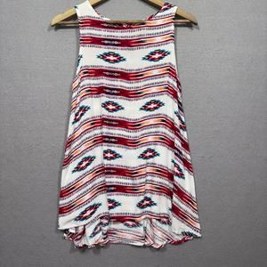 Vintage Rod's Western Wear Striped Aztec Print Tank Top Large Cowgirl Equestrian